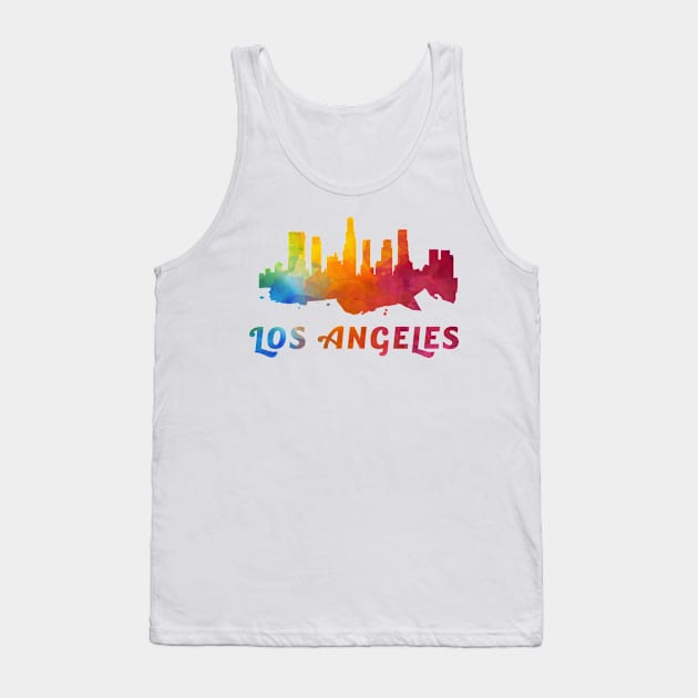 Los Angeles City Skyline Watercolor Style Tank Top by ThirdEyeAerial